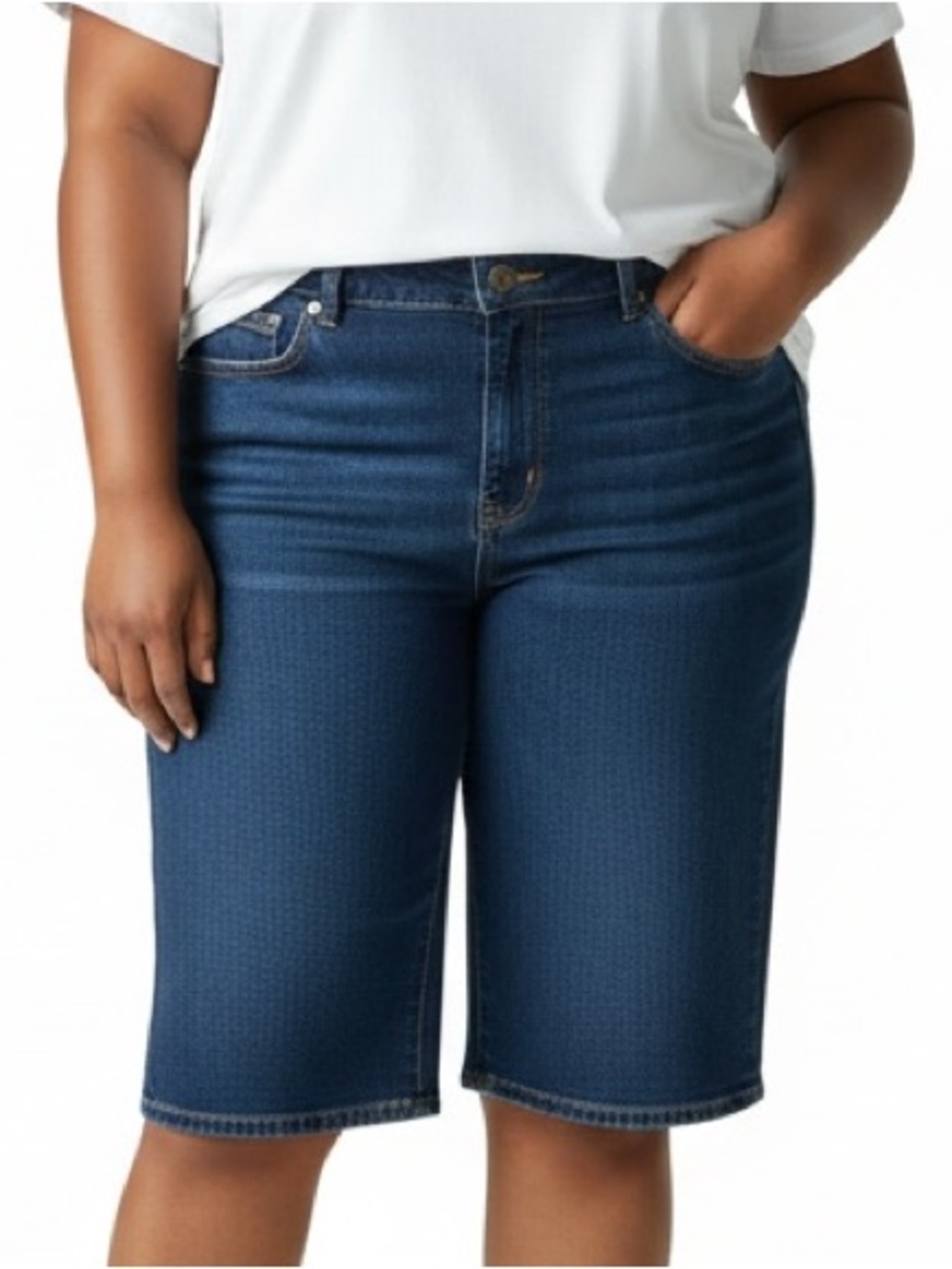 Levi’s Women’s Classic Bermuda Mid Rise Dark Blue Denim Shorts